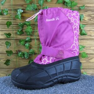 Kamik Big Kids 5 Pink Waterproof Snow Boots Winter Insulated Drawstring Rubber